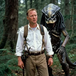 movie still from forest gump with yautja predator monster