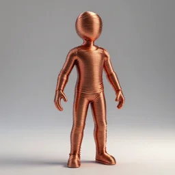 human figure made out of wrapped copper wire, 3 d render by pixar and disney,