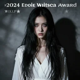 hyper realistic detailed photo of a paludnitsa! in the shadows. perfect face, beautiful, white dress, menacing, melancholic, long black hair, highly detailed, sharp focus, art by eddie mendoza, highly detailed, award winning.