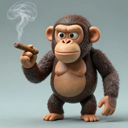 claymation angry chimpanzee smoking a cigar