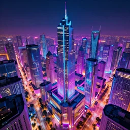 a big colorful vibrant cyberpunk city