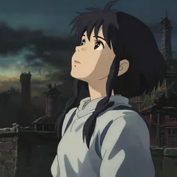a girl looking to the sky, cinematic lighting, dramatic atmosphere, studio lighting delicate features finely detailed perfect art, at an ancient city, gapmoe yandere grimdark, trending on pixiv fanbox, painted by greg rutkowski makoto shinkai takashi takeuchi studio ghibli