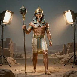 enlil sumerian god, holding a strobilus, unreal 5, hyperrealistic, realistic, photorealistic, dynamic lighting, highly detailed, cinematic landscape, studio landscape, studio lighting