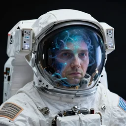 close up shot of an astronaut portrait fading into the aether, water elemental, james gurney, peter mohrbacher, mike mignola, black paper, mandelbulb fractal, trending on artstation, exquisite detail perfect, hyper detailed, intricate ink illustration, black background