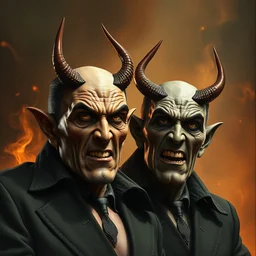 telly savalas with devil's horns, hyperdetailed