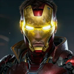 yong boy destroyed to pieces with glowing yelow visor as a realistic scifi cyberpunk knight, closeup portrait art by james jean and greg rutkowski,, realistic face, like ironman, digital art, trending on artstation, 8 k