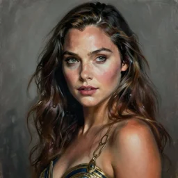 sexy painting of gal gadot, ultra realistic, concept art, intricate details, eerie, highly detailed, photorealistic, octane render, 8 k, unreal engine, art by artgerm and greg rutkowski and alphonse mucha
