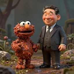little mr xi jinping covered in maggots by roger hargreaves and jim henson. rust, octane render, unreal engine