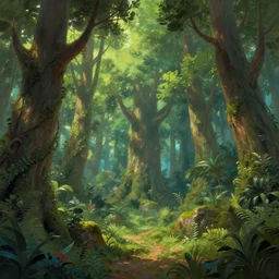 A sacred grove, lush trees, a fantasy digital painting by Greg Rutkowski and James Gurney, trending on Artstation, highly detailed