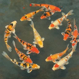a koi carp. shin hanga and kawanabe kyosai and cory loftis and rossdraws and wlop and jung gi kim rule of thirds