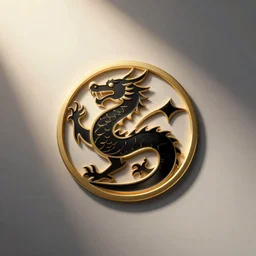 emblem of black dragon on a gold metallic dragon logo, by artgerm, tom bagshaw, gerald brom, moody vibe, victorian vibe, gold, shiny, gold, 4 k, hd,