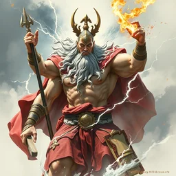 the god of thunder. highly detailed, digital painting, watercolor, soviet realism, engraving, artstation, concept art, smooth, sharp focus, vivid grunge, manga, illustration, unreal engine 5, 8 k, art by bilibin and kilian eng and kuvshinov and malevich and mucha