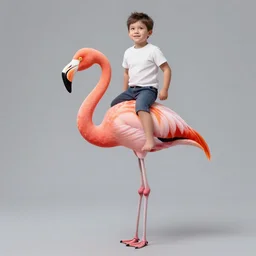 a man confidently straddling a flamingo's back, detailed, photo, 4k