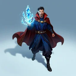 walter white as doctor strange, long shadow, light colors, blue magic, ice, blue ice, by greg rutkowski, artstation