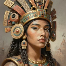 Aztec queen, gorgeous, close-up portrait, intricate, elegant, volumetric lighting, scenery, digital painting, highly detailed, artstation, sharp focus, illustration, concept art, ruan jia, steve mccurry