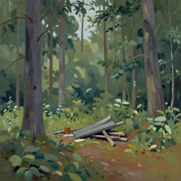 a clearing in a forest painted by Bob Ross