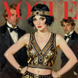 vogue magazine, elle magazine, vintage roaring 1 9 2 0 s flapper, greg rutkowski, john singer sargent, anime, trending on pixiv, oil painting, crop top, intricate