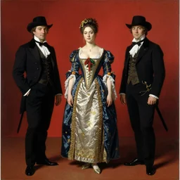 Solomon Joseph Solomon and Richard Schmid and Jeremy Lipking victorian genre painting full length portrait painting of a young beautiful woman traditional german french actress dancer in fantasy costume, red background