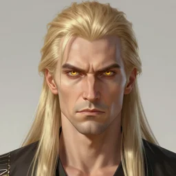 a middle aged clean shaven statesman with very very very long blond hair, stern expression and sharp features, golden eyes and pale skin, 2d, ultra highly detailed, digital painting, smooth, sharp focus, artstation, trending on artstation, art by Ilya Kuvshinov