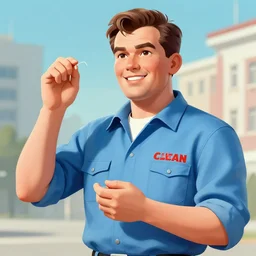 Mr. Clean in the style of a soviet propaganda