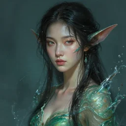 asian female water elemental, lifelike, portrait, highly detailed, digital painting, artstation, concept art, sharp focus, illustration, cinematic lighting, art by artgerm and greg rutkowski and alphonse mucha 6 4 8 8