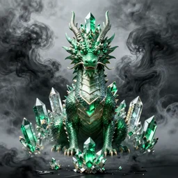 a beautiful portrait of an emerald dragon centered in the frame, emerald crystals, black smoke, fantasy character portrait, ultra realistic, wide angle, highly detailed, artwork by blizzard, peter mohrbacher, boris vallejo, craig mullins