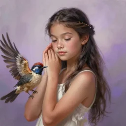 portrait of a young pocahontas, bird, dreamy and ethereal, expressive pose, peaceful expression, elegant, highly detailed, digital painting, artstation, concept art, smooth, sharp focus, by gil elvgren