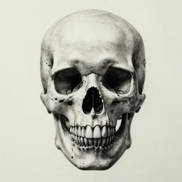 highly detailed drawing of a cyborg skull, studio lighting, 4k