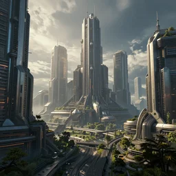 a render of a beautiful cyberpunk futuristic city by gal barkin, octane renderer, sci - fi, cgsociety, fantasy