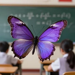a stunning purple butterfly teaching a math class, 8 k hdr, award winning photography, ultrarealistic, macro, dynamic shading