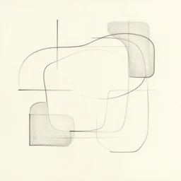 abstract line artwork, pencil sketch, minimalist painting, mid century modern
