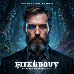 very detailed dramatic poster of a short bearded hypnotist, with the theme of the nature of reality and the metaverse, very artistic, artstation
