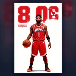 guerrillero heroico, kyrie irving is a red revolutionary, 8 0's movie poster, theatrical poster, vibrant fan art, digital art, trending on artstation, minimalist