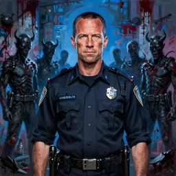 young bruce willis from die hard in constantine ( 2 0 0 5 ). gritty police detective. world weary, horror, gloomy. grime, dirt, motor oil, coal. flat blocky colours. cenobites, bloody graffiti cover walls. blue glow. oil painting, highly detailed, centered, digital painting, artstation, concept art, smooth, sharp focus, illustration, artgerm, tim bradstreet, tomasz alen kopera, peter mohrbacher, donato giancola, joseph christian leyendecker, zdzisław beksinski, drew struzan, hell demons