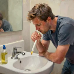 tom brady sniffing cocaine in a bathroom sink, digital art, oil on canvas, trending on artstation