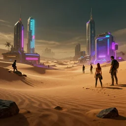 photo environement cyberpunk desert : 4, 4 k rtx hdr volume light concept studio matte painting environement digital illustration style cyberpunk 2 0 7 7 artstation artur tarnowski, mihai muscan, marcin tomalak, marta leydy, marcin stepien, charlotte hughes, zuzanna dabrowa neon bioluminiscence