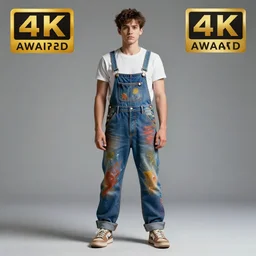 full body pose, artificial intelligence, painted overalls, highly detailed, 4 k, hdr, smooth, sharp focus, high resolution, award - winning photo, artgerm, photorealistic
