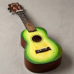 avocado ukulele painted by dali