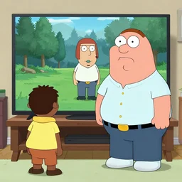 Peter Griffin meets Vinesauce Joel, Realistic, HDR, Clear Image, HDD, Dynamic lighting,