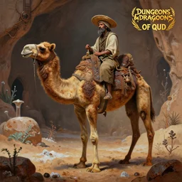 an anthropomorphic camel that is a merchant, village trader, caves of qud, matte oil painting, retrofuturistic, concept art, science fantasy, post - apocalyptic, mutant, rpg, epic, rust, salt, plants, dungeons & dragons, toxic, sharp focus, award - winning, extremely detailed, 4 k, 8 k