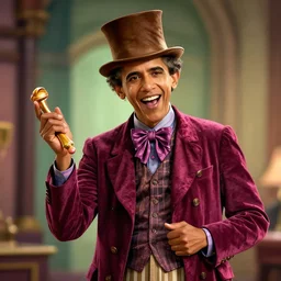 character of president obama playing willy wonka, digital art, trending on artstation