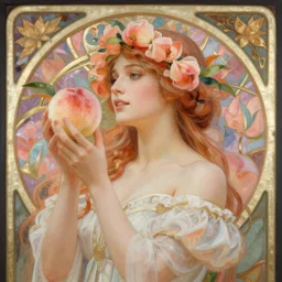 beautiful art nouveau painting of princess - peach!!!!!!!!!