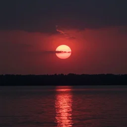 red eclipse on a lake