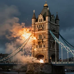 explosive demolition of tower bridge in london