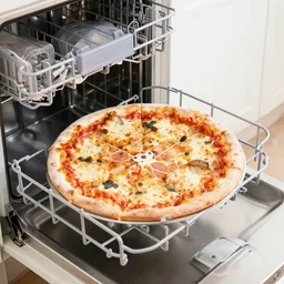 washing a whole pizza in a dishwasher