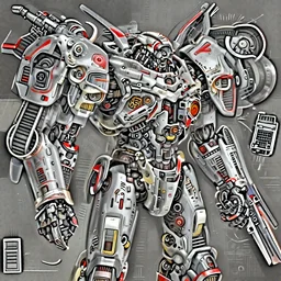 a portrait of epic mechanical futuristic war machine with red and white accent highly detailed, digital painting, concept art, smooth, sharp focus, illustration, art by greg rutkowski