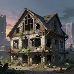 a beautiful very detailed highly detailed building abandoned urbex housebarn unfinished building city industrial architecture by nicolas poussin, scumm bar cgsociety anime at dusk futuristic vice city, archdaily, wallpaper, highly detailed, trending on artstation.