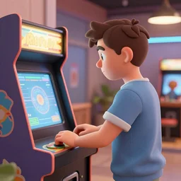 daxter playing with an arcade machine 3d render high quality 4k award winning
