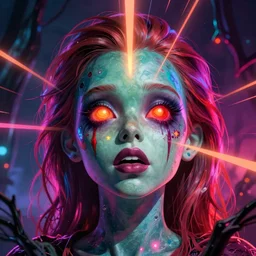 surreal neon comic bright colored horror artwork made in Kid Pix