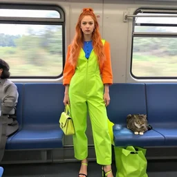fashion had halted at lime green jumpsuits, orange for the weekends. i was wearing last year's model, a blue one, i didn't have a cat and i had forgotten it was the cat flushing weekend. i was on the train